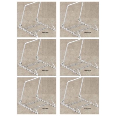 (6) Medium White Wire & Clear Acrylic Adjustable Display Bowl Plate Stand 271213   163020151835